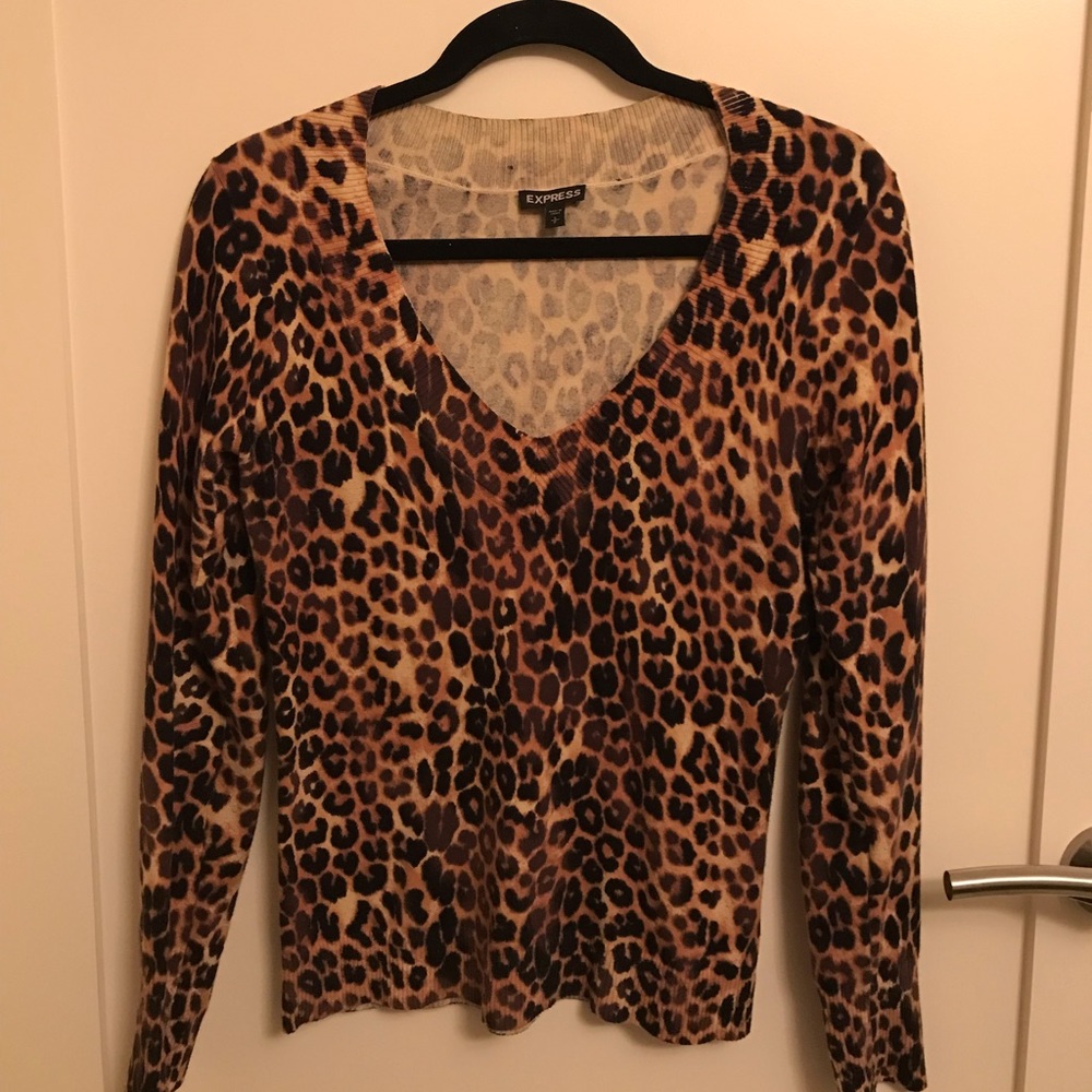 Express-Cheetah Print Sweater - Picture 2 of 5